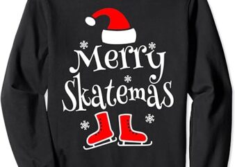 Merry Skatemas Christmas Ice Skating Santa Claus Skater Sweatshirt