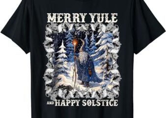 Merry Solstice Happy Yule Christmas Bird Nordic Xmas Graphic T-Shirt