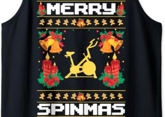 Merry Spinmas Spin-Bike Ugly Christmas Xmas Party Tank Top t shirt designs for sale
