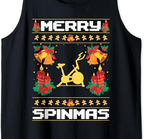 Merry spinmas spin-bike ugly christmas xmas party tank top t shirt designs for sale