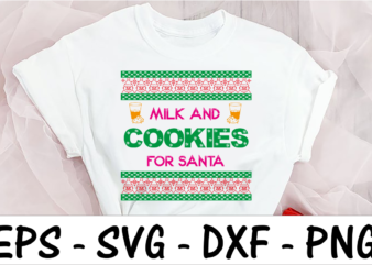 Milk and cookies for Santa t shirt designs for sale