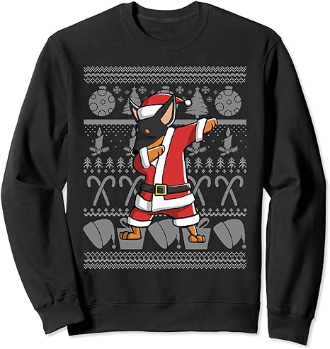 Miniature Pinscher Dabbing Dog Dab Ugly Christmas Sweatshirt