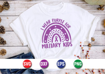 I Wear Purple For Military Kids Awareness t shirt design for sale