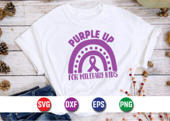 Purple Up For Military Kids SVG Design Print Template