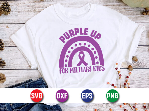 Purple up for military kids svg design print template