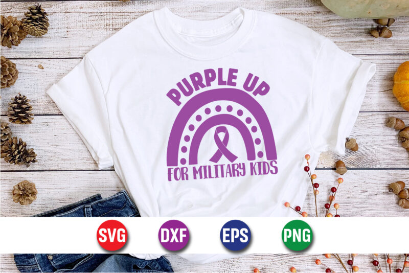 Purple Up For Military Kids SVG Design Print Template