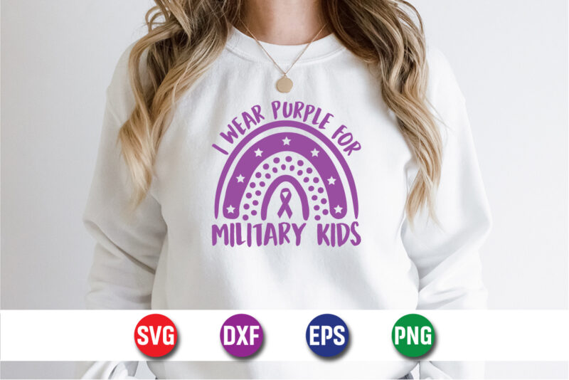 I Wear Purple For Military Kids Awareness