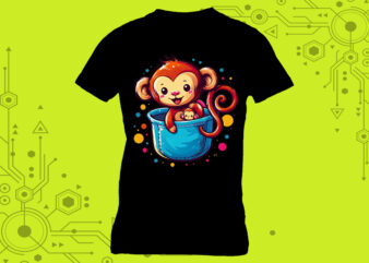 Sweet Monkey Clipart Masterpieces meticulously crafted for Print on Demand websites t shirt template vector