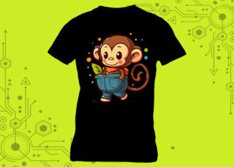 Mini Monkey Portraits in Clipart meticulously crafted for Print on Demand websites t shirt designs for sale