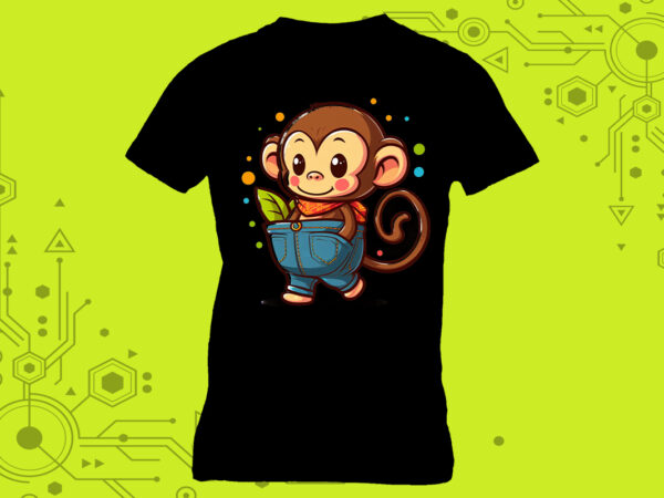 Mini monkey portraits in clipart meticulously crafted for print on demand websites t shirt designs for sale