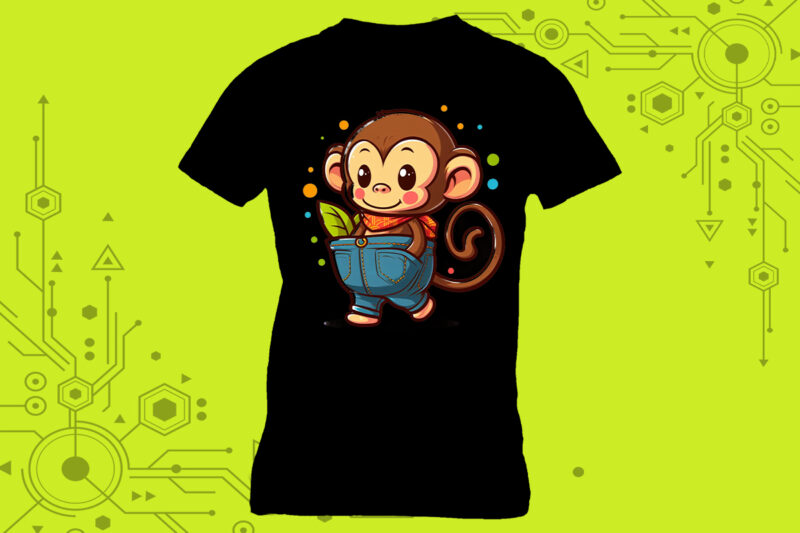 Mini Monkey Portraits in Clipart meticulously crafted for Print on Demand websites