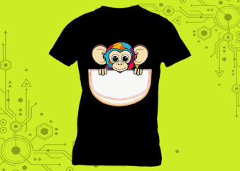 Pocket Monkey Art in Clipart Form tailor-made for Print on Demand platforms