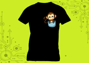 Adorable Pocket Monkey Clipart meticulously crafted for Print on Demand websites