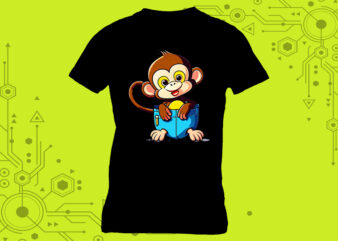 Pocket-Sized Monkey Elegance in Clipart meticulously crafted for Print on Demand websites