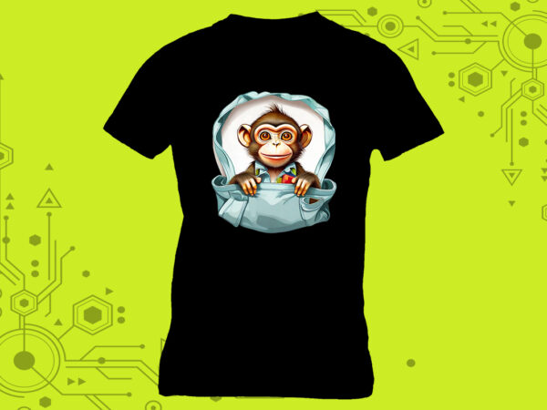 Miniature monkey illustrations curated specifically for print on demand websites t shirt designs for sale