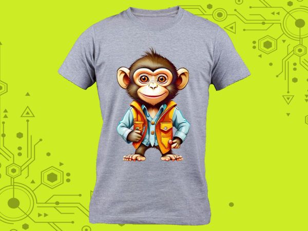 Charming monkey clipart treasures expertly crafted for print on demand websites t shirt vector file