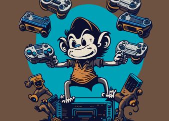 Monkey With Joypad t shirt designs for sale