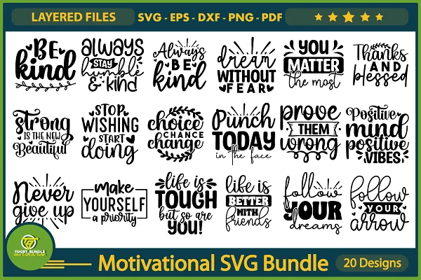 Motivational svg bundle t shirt designs for sale