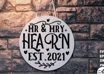 Mr & mry hearn est.2021 Round Sign SVG t shirt designs for sale