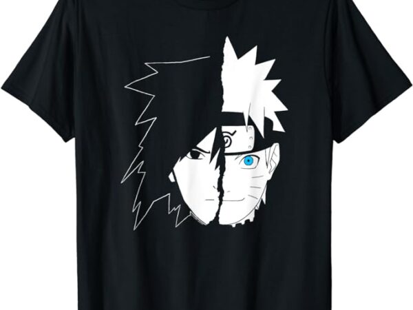 Naruto shippuden naruto sasuke split face t-shirt