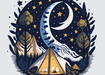 Night Camper Nature Tshirt Design