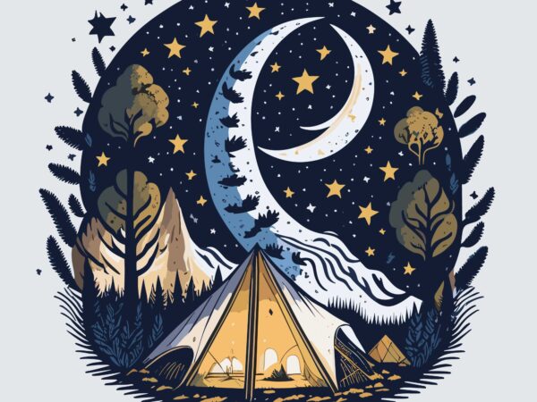Night camper nature tshirt design