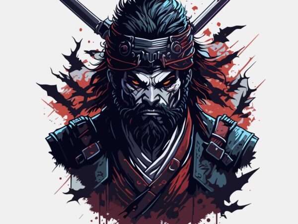 Ninja samurai tshirt design