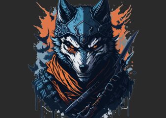 Ninja Wolf Tshirt Design