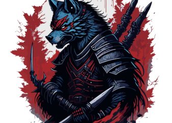 Ninja Wolf Samurai Tshirt Design