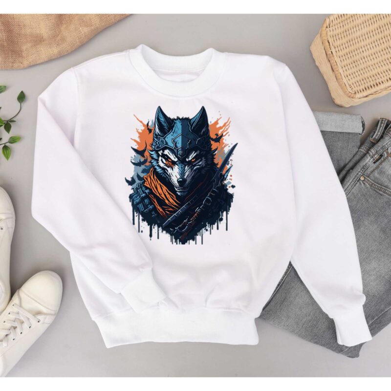 Ninja Wolf Tshirt Design