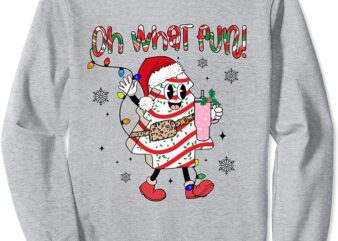 Oh What Fun Funny Christmas Cake Tree Santa Claus Design Sweatshirt