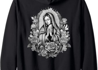Our Lady Virgen De Guadalupe Virgin Mary Floral Zip Hoodie