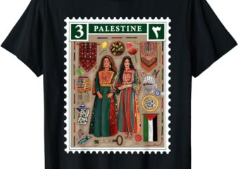 Palestine Stamp Retro Palestine Women Palestinian Flag Gaza T-Shirt