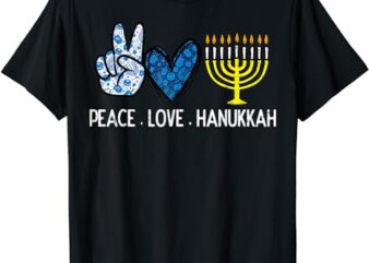 Peace Love Hanukkah Retro Chanukah Jewish Men Women Kids T-Shirt
