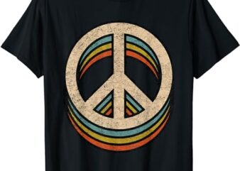 Peace Sign Cool Vintage 60s 70s 80s Women Men Casual Graphic T-Shirt