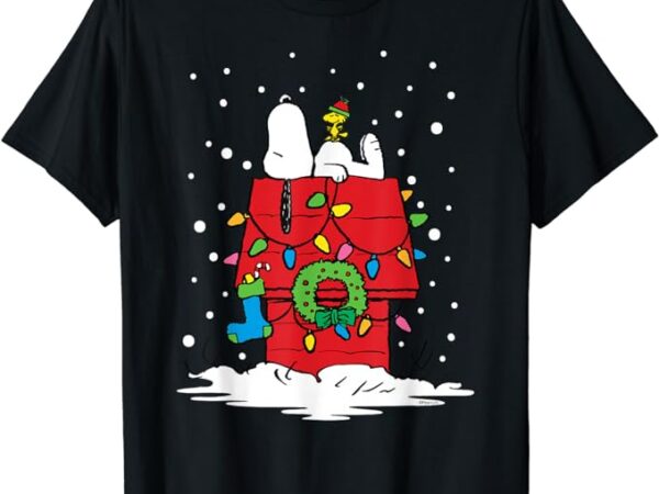 Peanuts holiday snoopy and woodstock stocking t-shirt