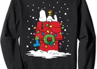 Peanuts Snoopy and Woodstock Stocking Light Up Sweatshirt Sweatshirt