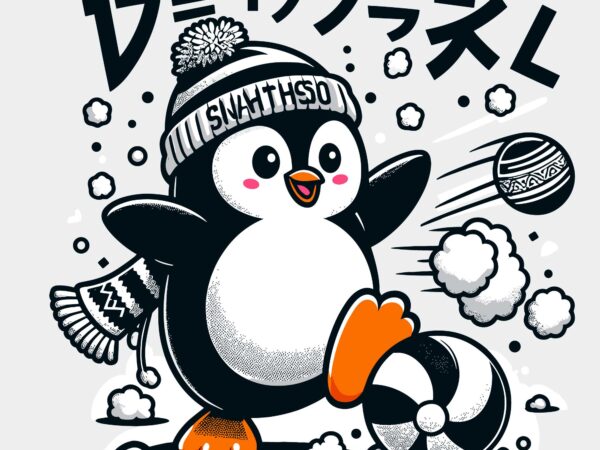 Penguin on chrismas holiday t shirt illustration