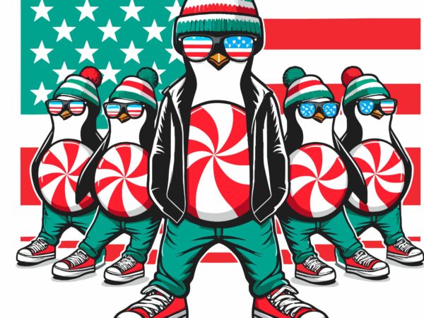 Santa penguin party on christmas t shirt template vector