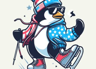 Penguin Play Iceskate On Christmas t shirt illustration