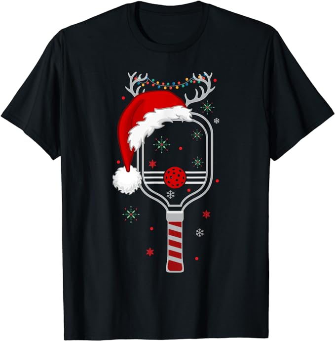 Pickleball Player Christmas Holiday Reindeer Xmas Women Tees T-Shirt