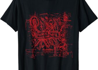 Pierce The Veil – Misadventures Cover in Red Print T-Shirt