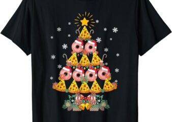 Pizza & Donut Funny Christmas Tree Merry Xmas Crustmas light T-Shirt
