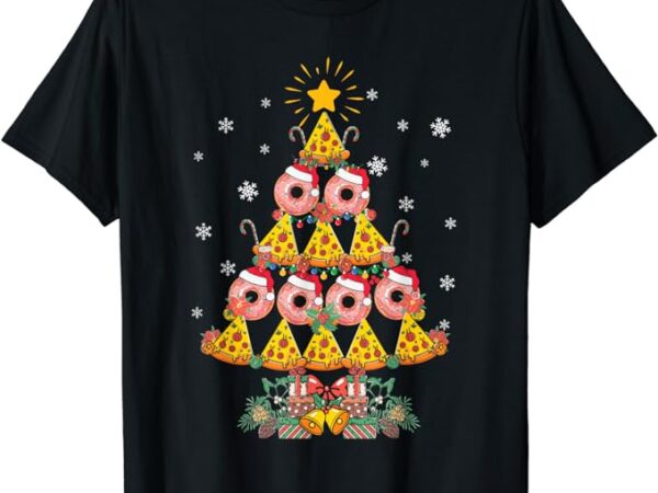 Pizza & donut funny christmas tree merry xmas crustmas light t-shirt