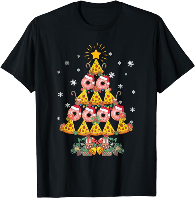Pizza & Donut Funny Christmas Tree Merry Xmas Crustmas light T-Shirt