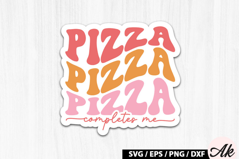 Pizza completes me Retro Stickers