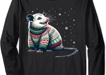Possum Ugly Christmas Sweater Opposum Lover Rodent Owner Long Sleeve T-Shirt