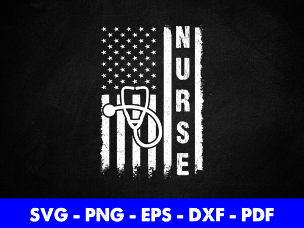 American flag registered nurse nursing svg png cutting printable files. t shirt vector
