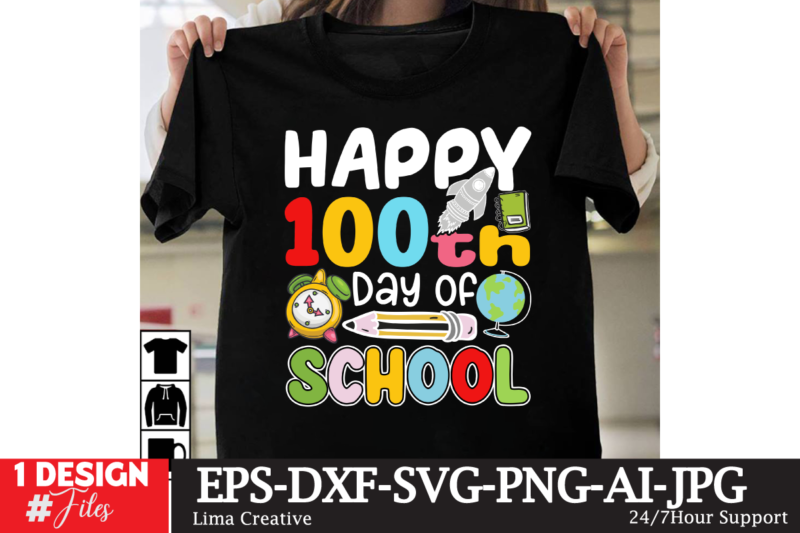 Happy 100th Day Of School T-shirt Design
