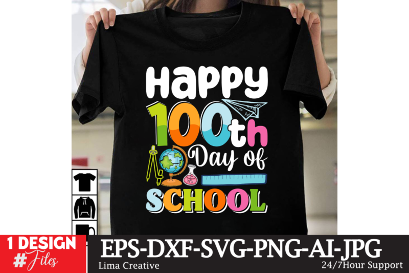 Happy 100th Day Of School T-shirt Design